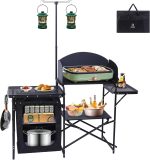 Portable Charcoal Grill, Folding Camping Grills + Camping Kitchen Station, Camping Table, Picnic Table, Grill Table, Folding Table - Image 7
